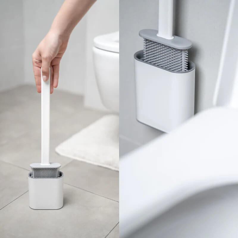 Silicone Toilet Bowl Cleaning Brush and Holder