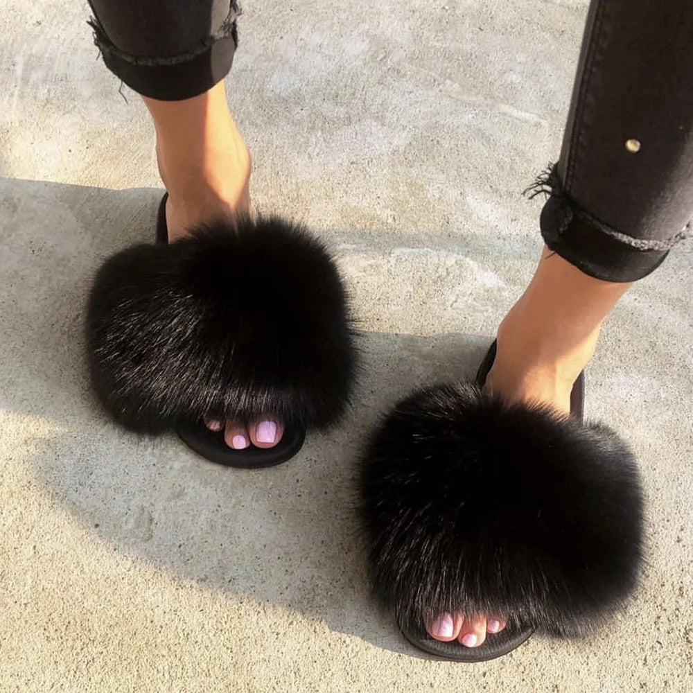 Thick & Fluffy Faux Fur Slippers for Women