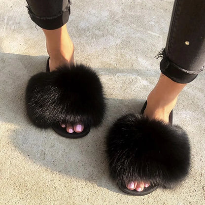 Thick & Fluffy Faux Fur Slippers for Women