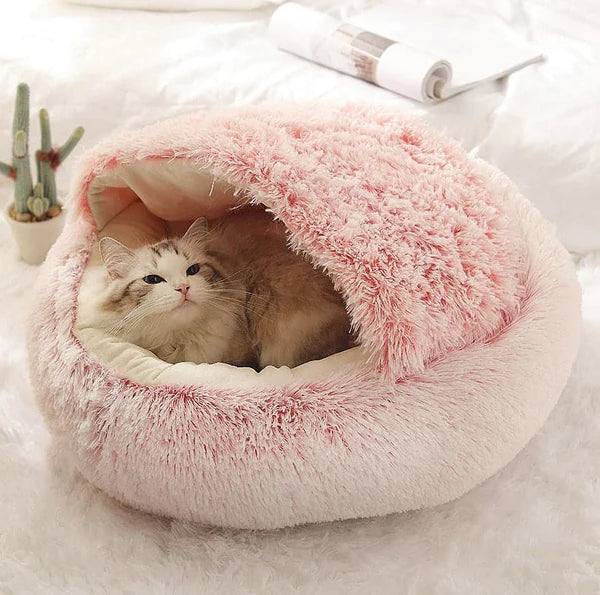Plush Cat Cave Bed, Donut Cat Cave Bed