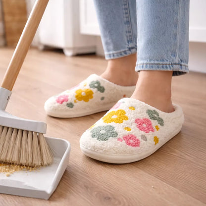 Flower Slippers for Women -  Plush Indoor House Slippers