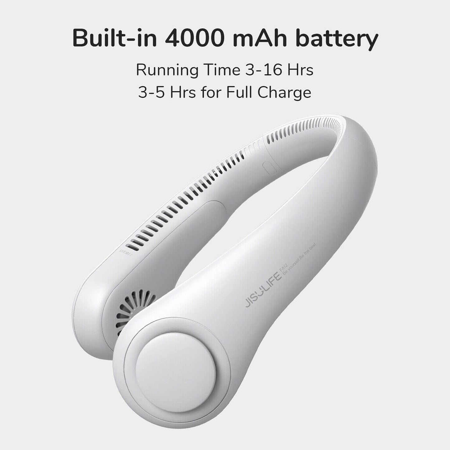 Our Rechargeable Neck Fan will keep you cool for up to 16 hours