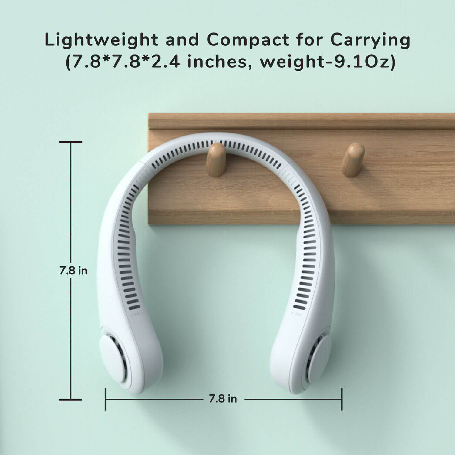 Our Neck Fan is lightweight and compact for carrying