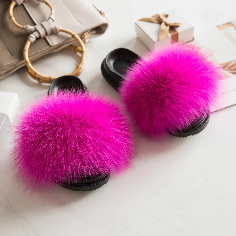 Thick & Fluffy Faux Fur Slippers for Women