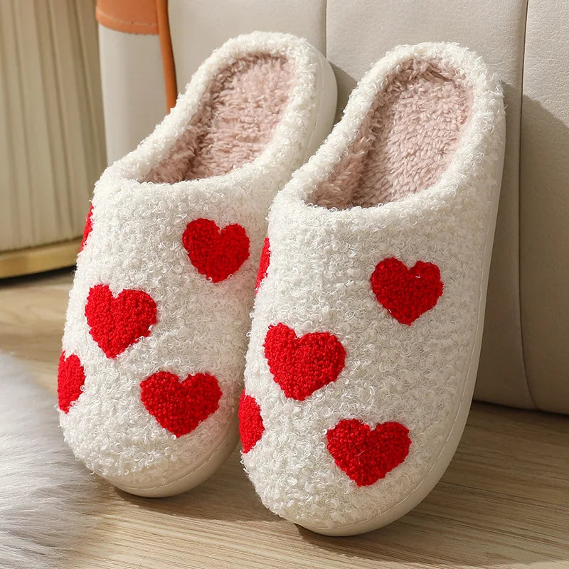 Heart Slippers - Fuzzy Heart Slippers for Women