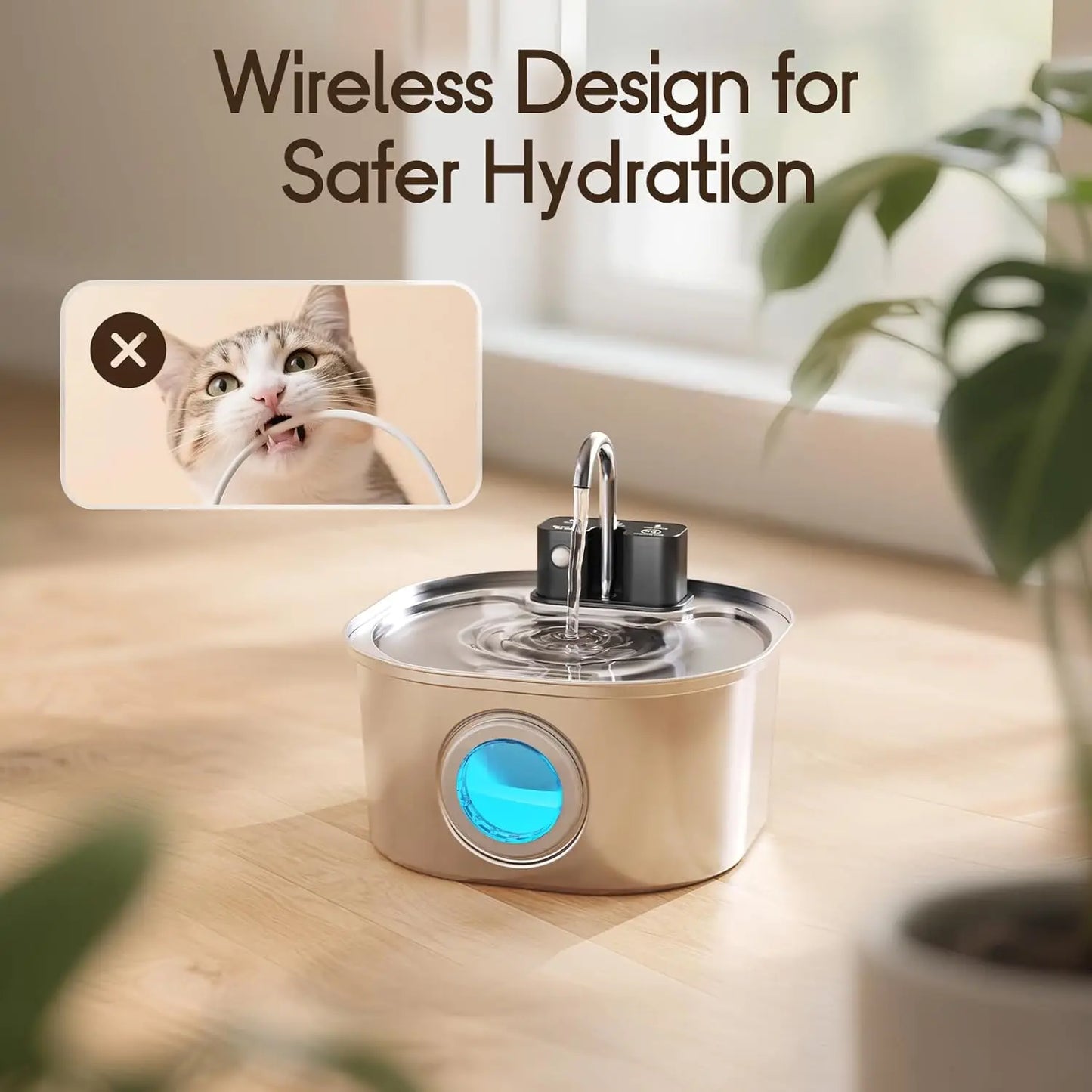 Pet Water Fountain - 3.2L Stainless Steel Fountain with 3 Filters