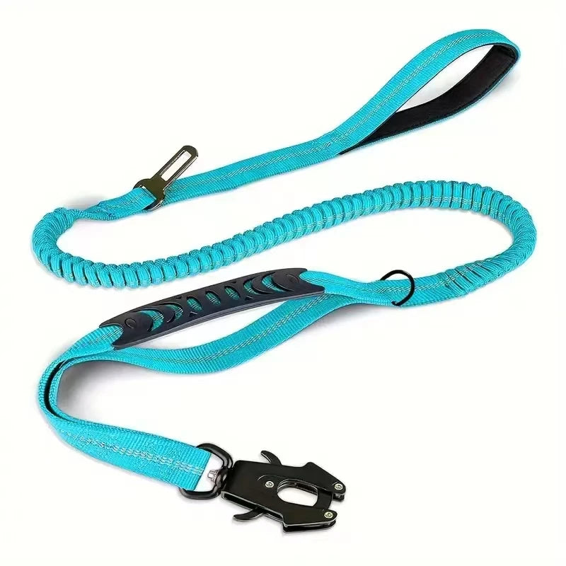 Tactical Dog Leash - Heavy Duty Bungee Dog Leash with Dual Padded Handles and Metal Carabiner