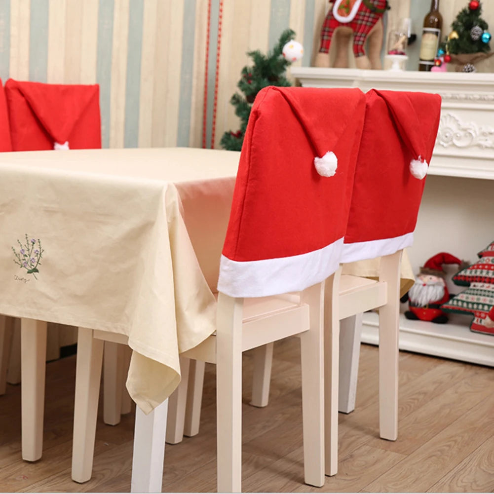 Christmas Chair Covers - Santa Hat Dining Chair Slipcovers