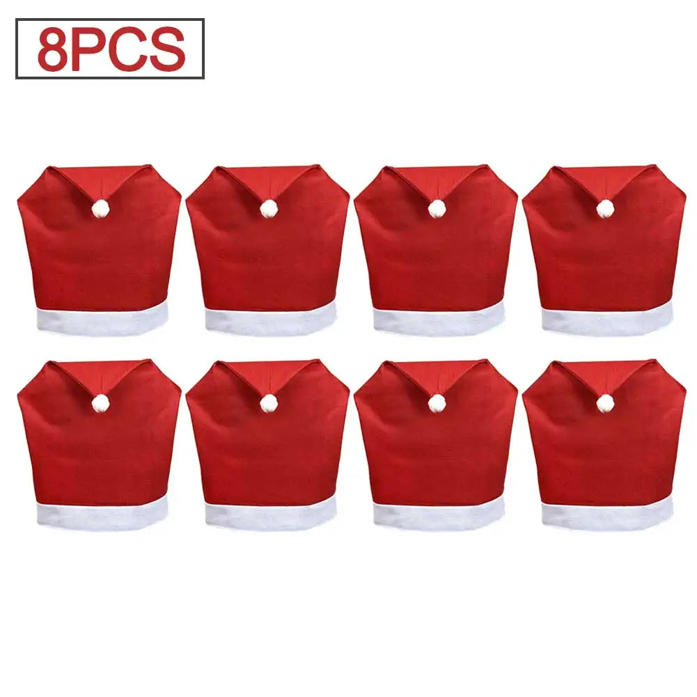 Christmas Chair Covers - Santa Hat Dining Chair Slipcovers