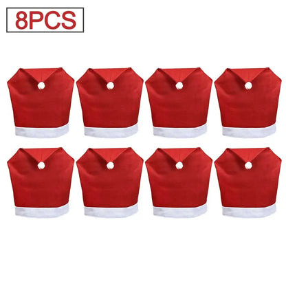 Christmas Chair Covers - Santa Hat Dining Chair Slipcovers