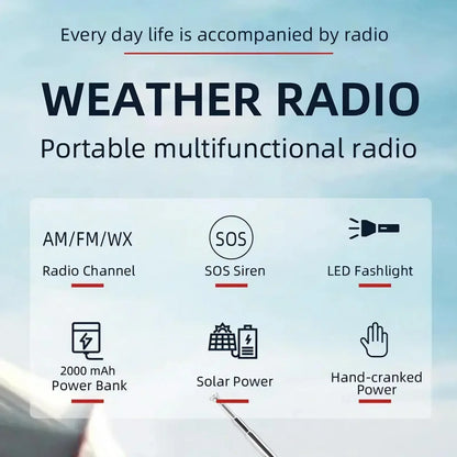 Emergency Radio - Solar Hand Crank Power Bank & Flashlight