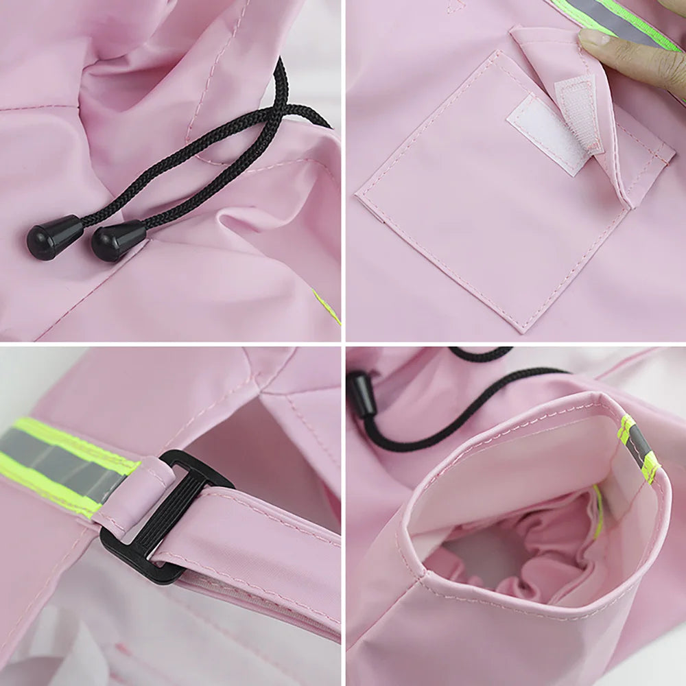Dog Raincoat with Hood - Waterproof Dog Rain Jacket with Reflective Strips
