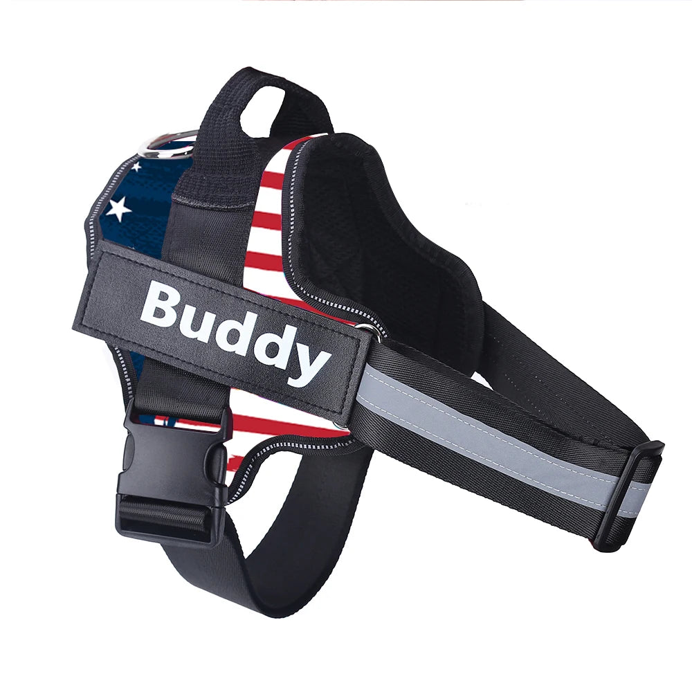 Personalized Dog Harness - Custom Name No Pull Harness with Handle and Reflective Strips