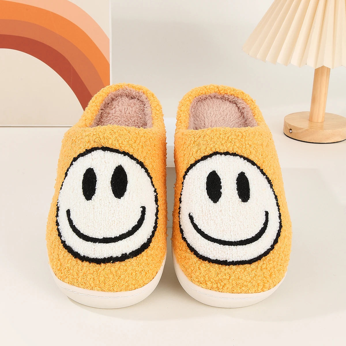Happy Face Slippers – Plush Happy Face Slippers for Women