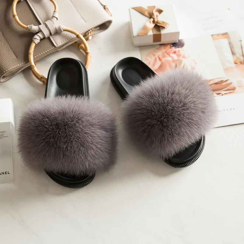 Thick & Fluffy Faux Fur Slippers for Women