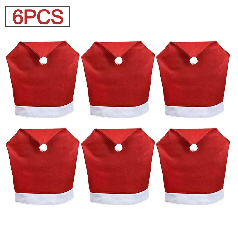 Christmas Chair Covers - Santa Hat Dining Chair Slipcovers
