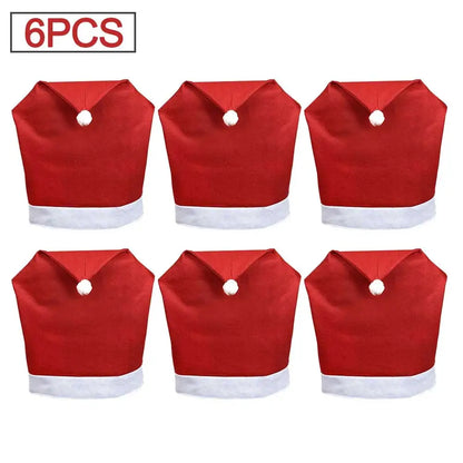 Christmas Chair Covers - Santa Hat Dining Chair Slipcovers