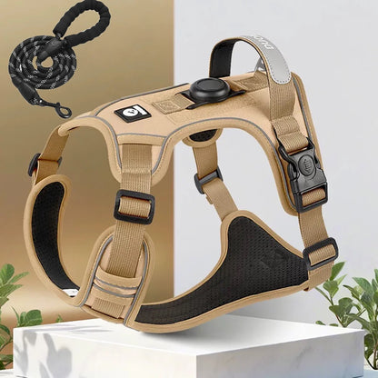 AirTag Dog Harness - Built-In AirTag Holder with Front and Back D-Rings