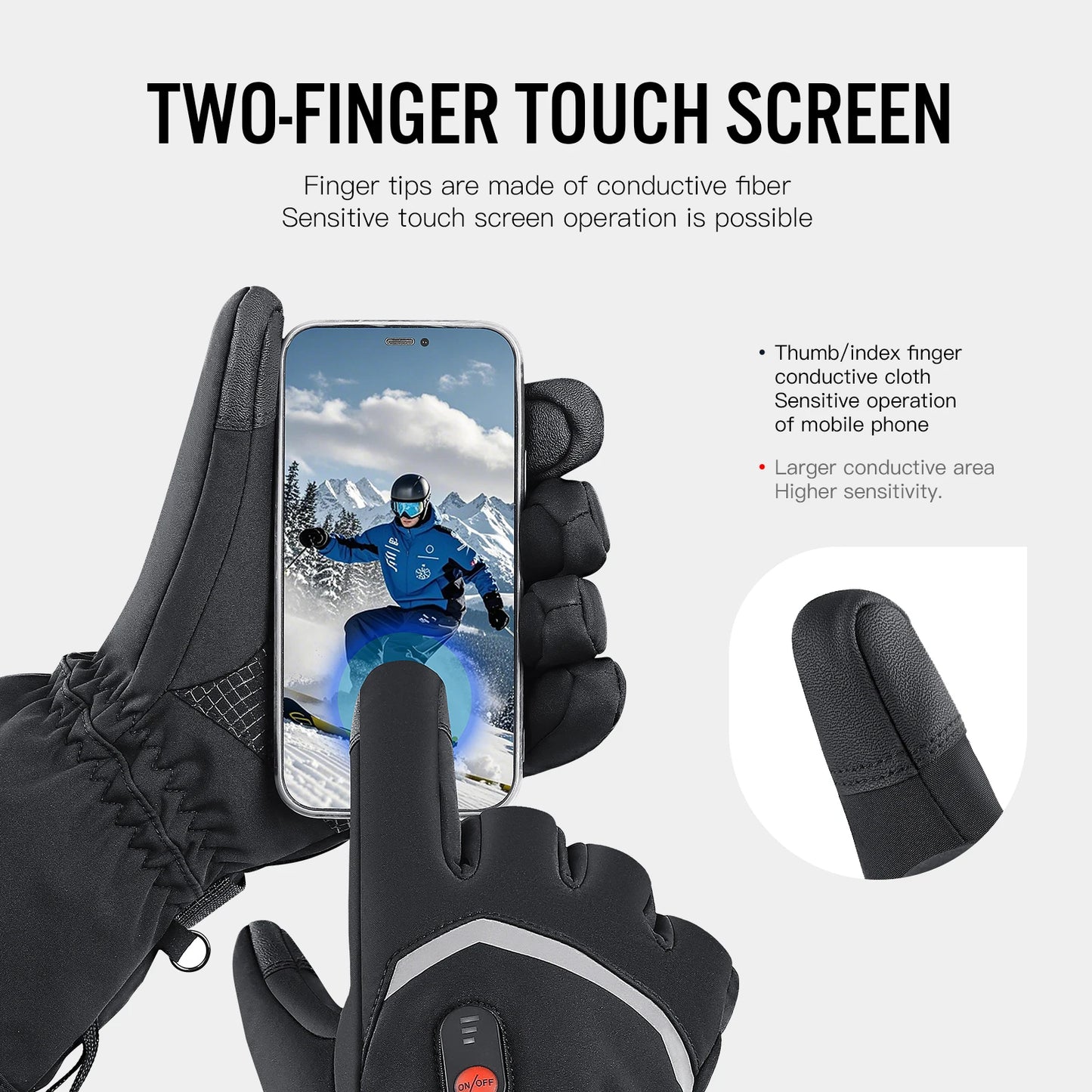 Electric Heated Gloves - Waterproof Touchscreen Winter Gloves