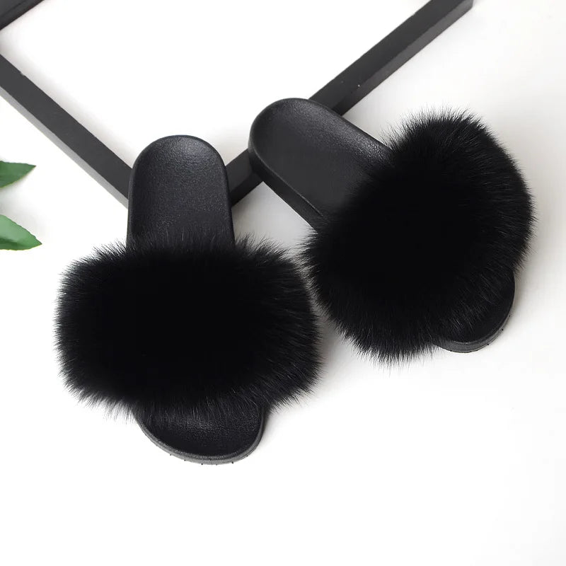Thick & Fluffy Faux Fur Slippers for Women