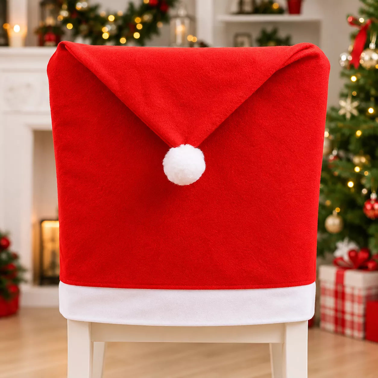 Christmas Chair Covers - Santa Hat Dining Chair Slipcovers