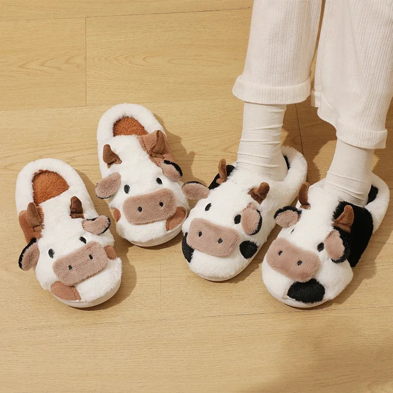 Cow Slippers - Cow Animal Slippers - Fluffy Cow slippers