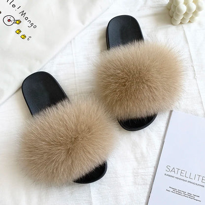 Thick & Fluffy Faux Fur Slippers for Women
