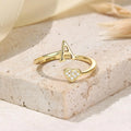 Personalized 18K Gold Initial Ring with CZ Heart