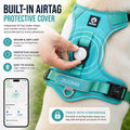 Reflective AirTag dog harness improving visibility on an evening walk