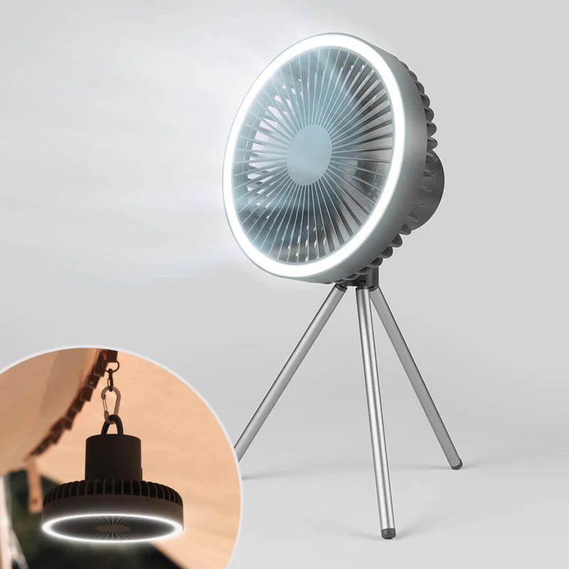 Camping Fan with Light - Best Rechargeable Fan for Camping, 10000mAh 3-in-1 Tent Fan, Light + Powerbank