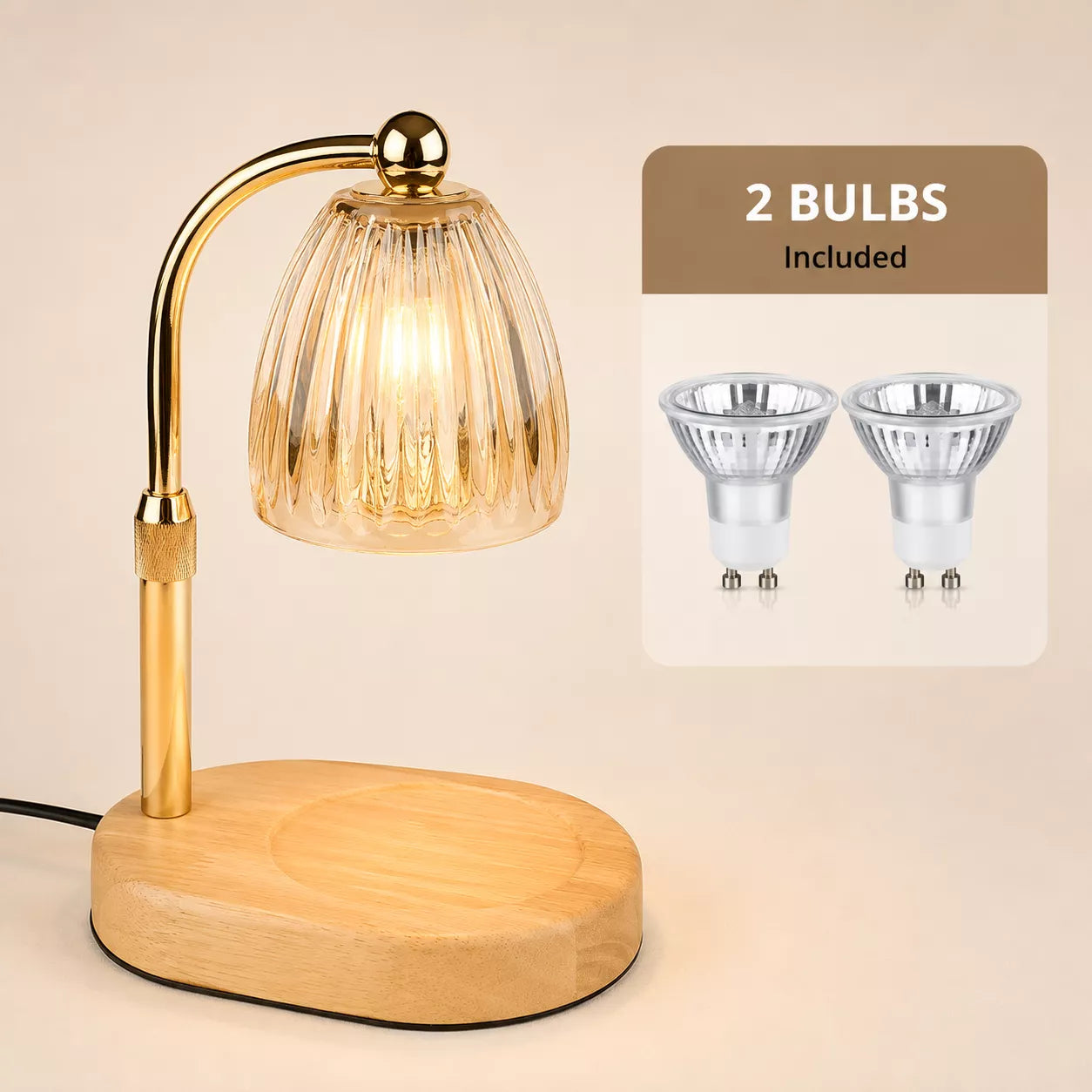 50W candle warmer lamp with adjustable brightness controls
