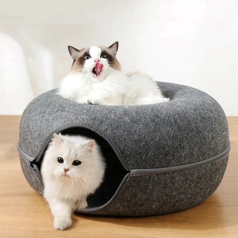 Cozy Cat Cave Bed - Donut Cat Bed Cave