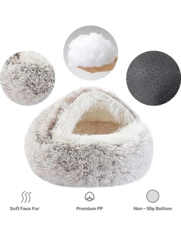 Plush Cat Cave Bed, Donut Cat Cave Bed