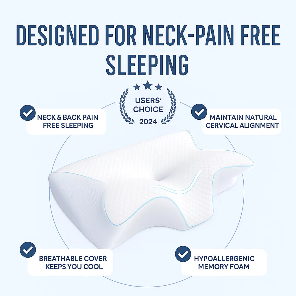 RestRight Cervical Neck Pillow - Orthopedic Memory Foam Pillow for Neck Pain Relief
