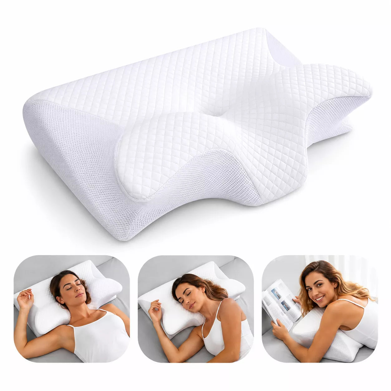 Cervical Neck Pillow - Orthopedic Memory Foam Pillow for Neck Pain Relief