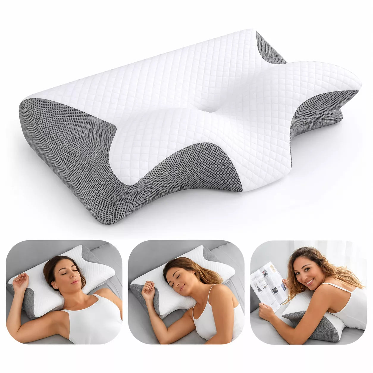 Cervical Neck Pillow - Orthopedic Memory Foam Pillow for Neck Pain Relief