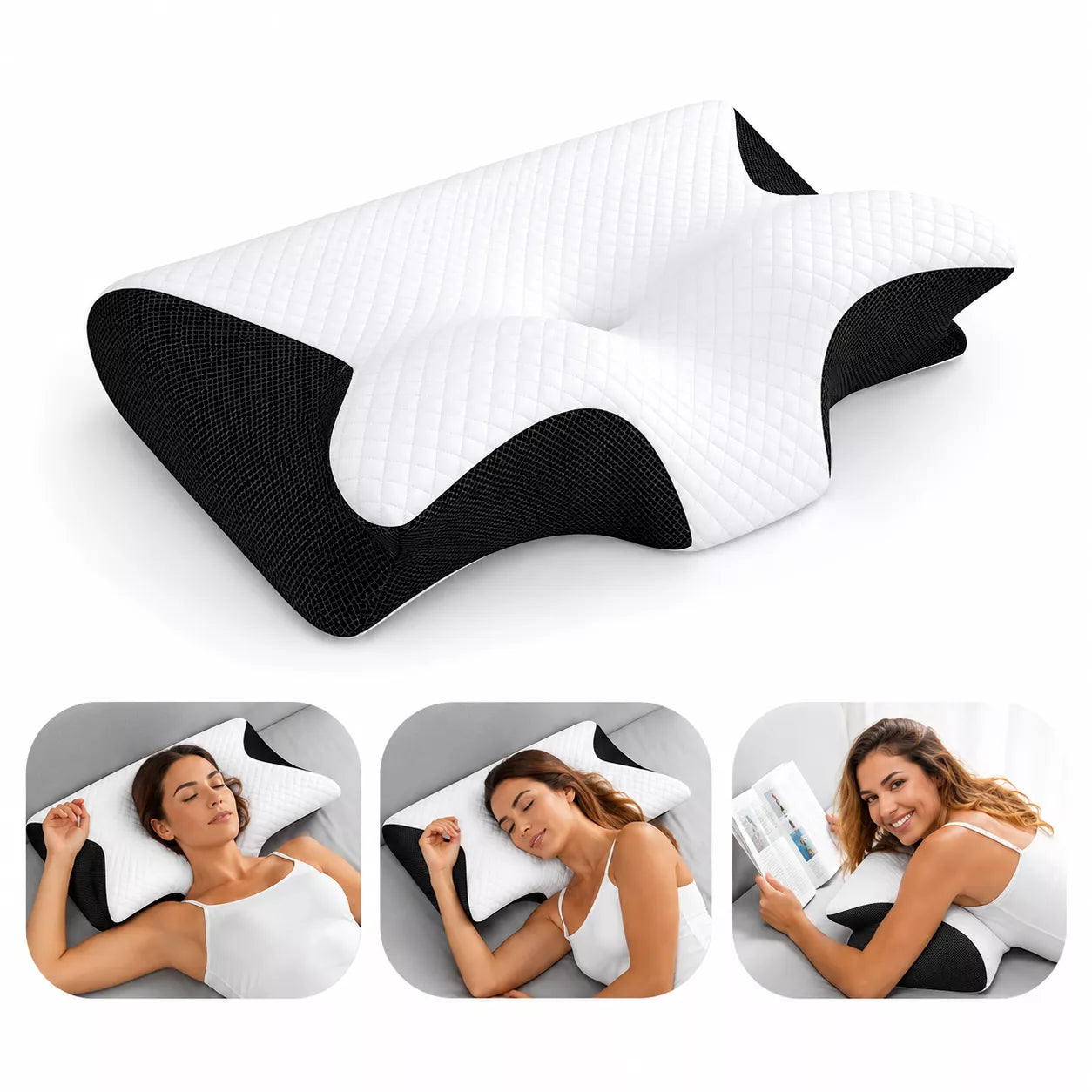Cervical Neck Pillow - Orthopedic Memory Foam Pillow for Neck Pain Relief