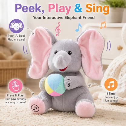 Soft elephant plush toy for interactive play and cuddling