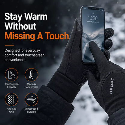 Touchscreen Thermal Gloves – Water Resistant Fleece-Lined Winter Gloves