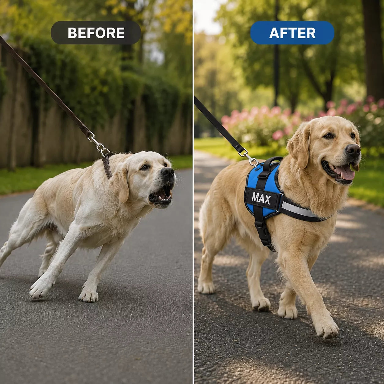 Personalized no pull dog harness with front attachment and adjustable straps 