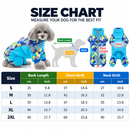 Dog Winter Coat - Full-length Dog Snowsuit, Warm Dog Jacket