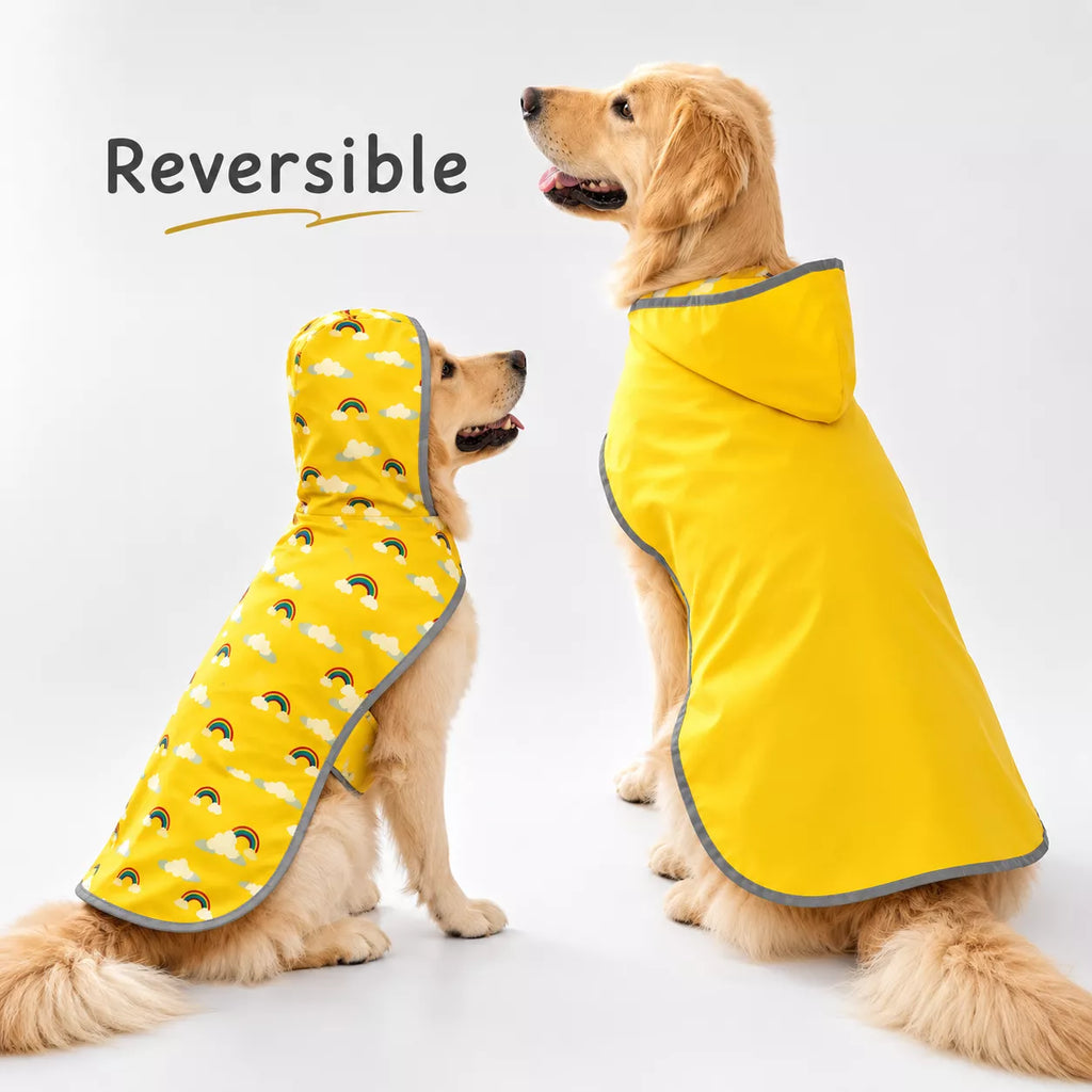 Double layer dog raincoat featuring a waterproof exterior and soft inner lining