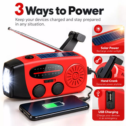 buy emergency radio. Small weather alert radio with hand crank charging and flashlight for disaster preparedness