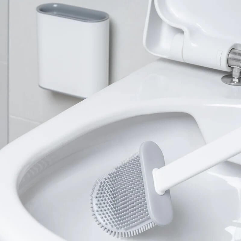Silicone Toilet Bowl Cleaning Brush and Holder