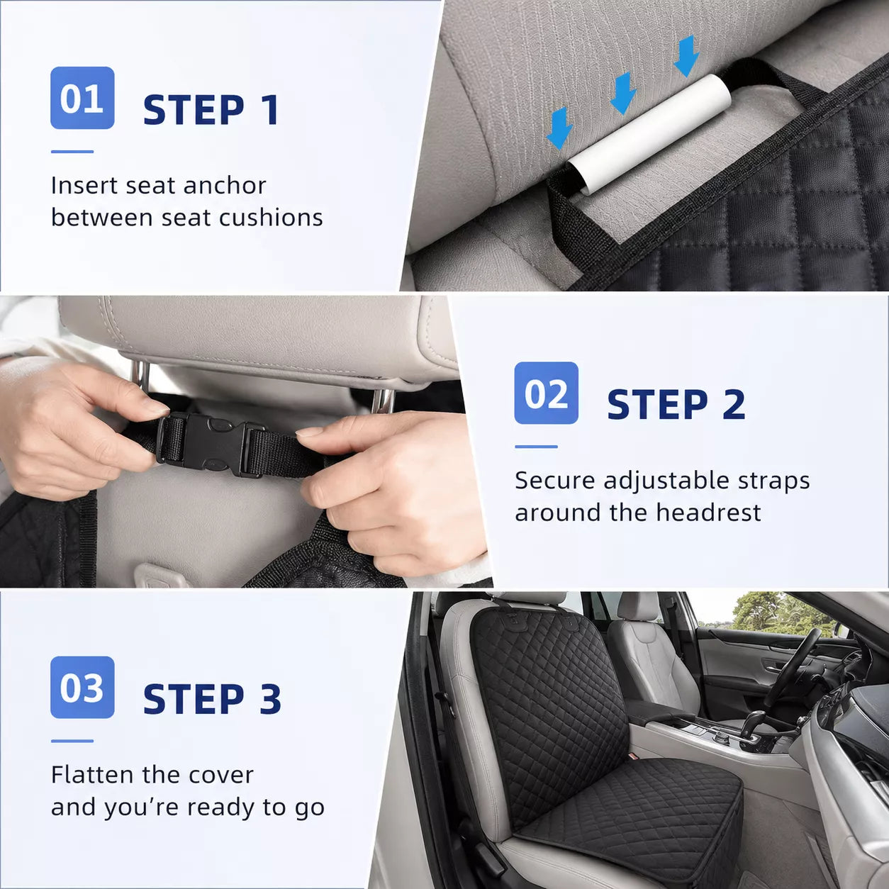 Front Car Seat Cover for Dogs -  Waterproof Car Seat Protector for Dogs
