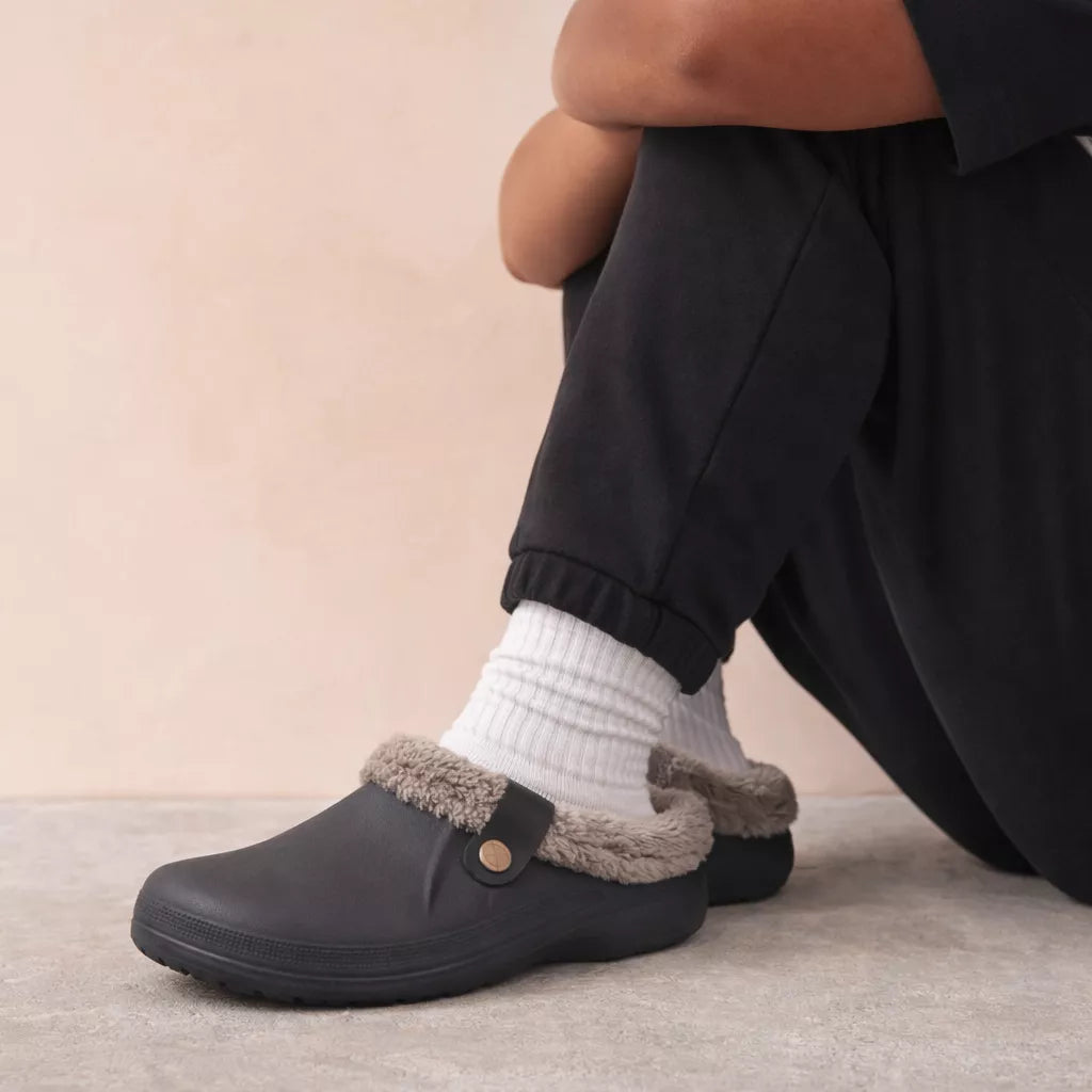 Fur Lined Clogs - Slip-On Fur Lined Clogs for Women