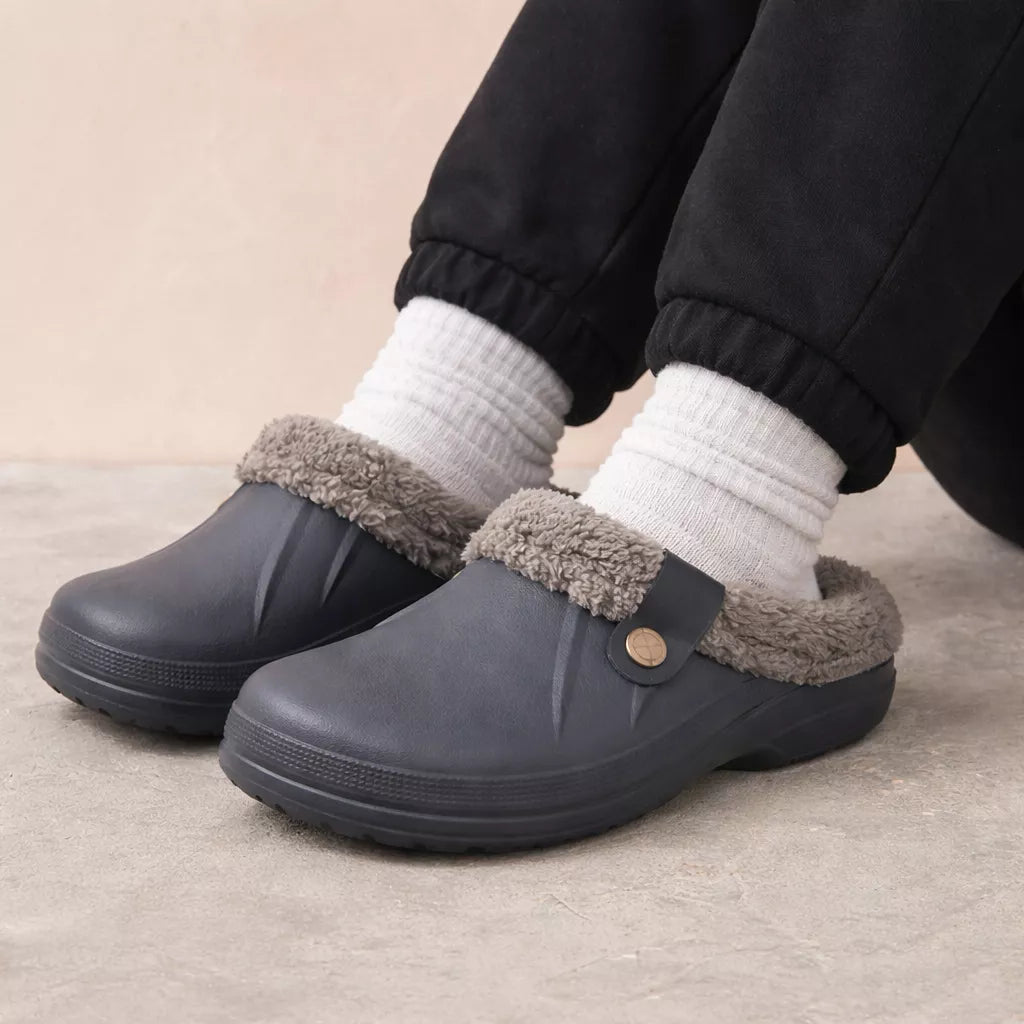 Fur Lined Clogs - Slip-On Fur Lined Clogs for Women