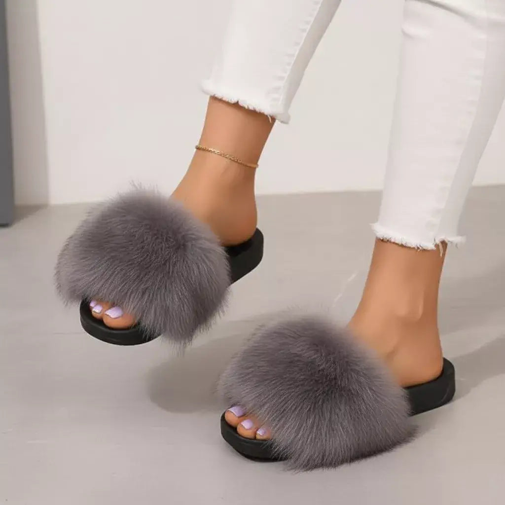 Thick & Fluffy Faux Fur Slippers for Women