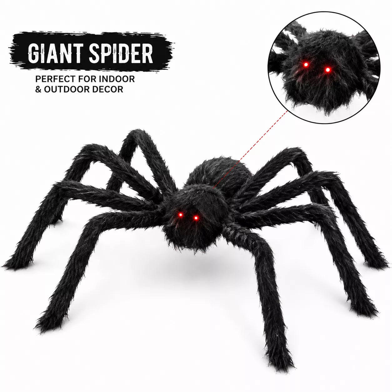 Black hairy Halloween spider decoration with adjustable legs