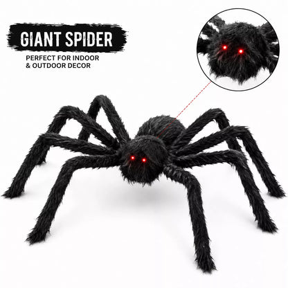 Black hairy Halloween spider decoration with adjustable legs